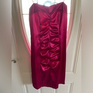 Strapless, Size 3/4 satin dress, dark pink, super adorable &  in great shape!